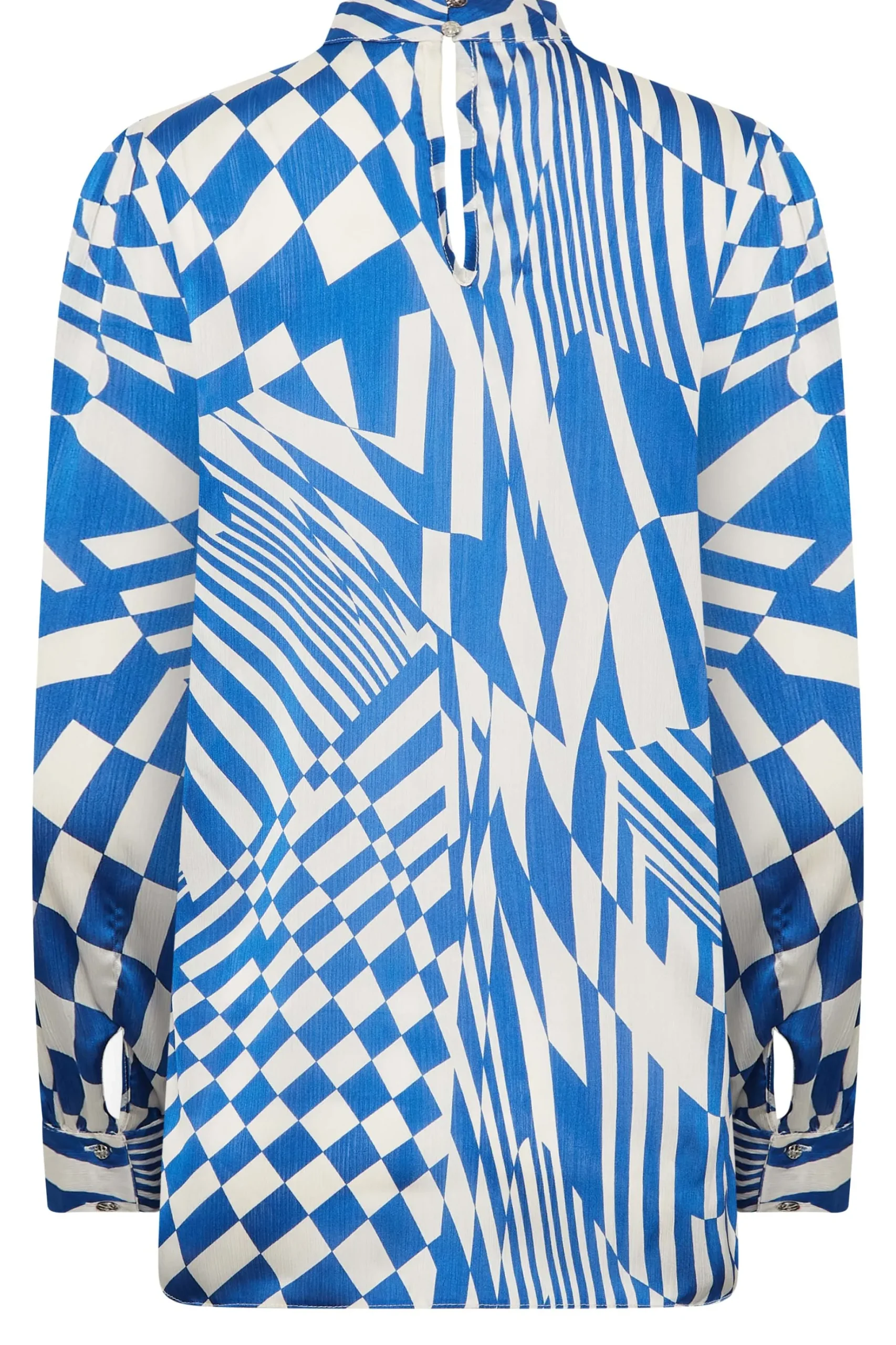 M&Co Womens M&Co Blue Abstract Print High Neck Satin Blouse