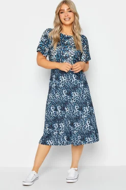 M&Co Womens M&Co Blue Animal Print Midi Dress