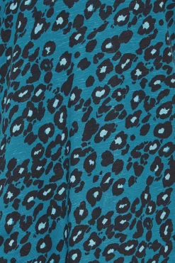 M&Co Womens M&Co Blue Animal Print Notch Neck Cotton T-Shirt