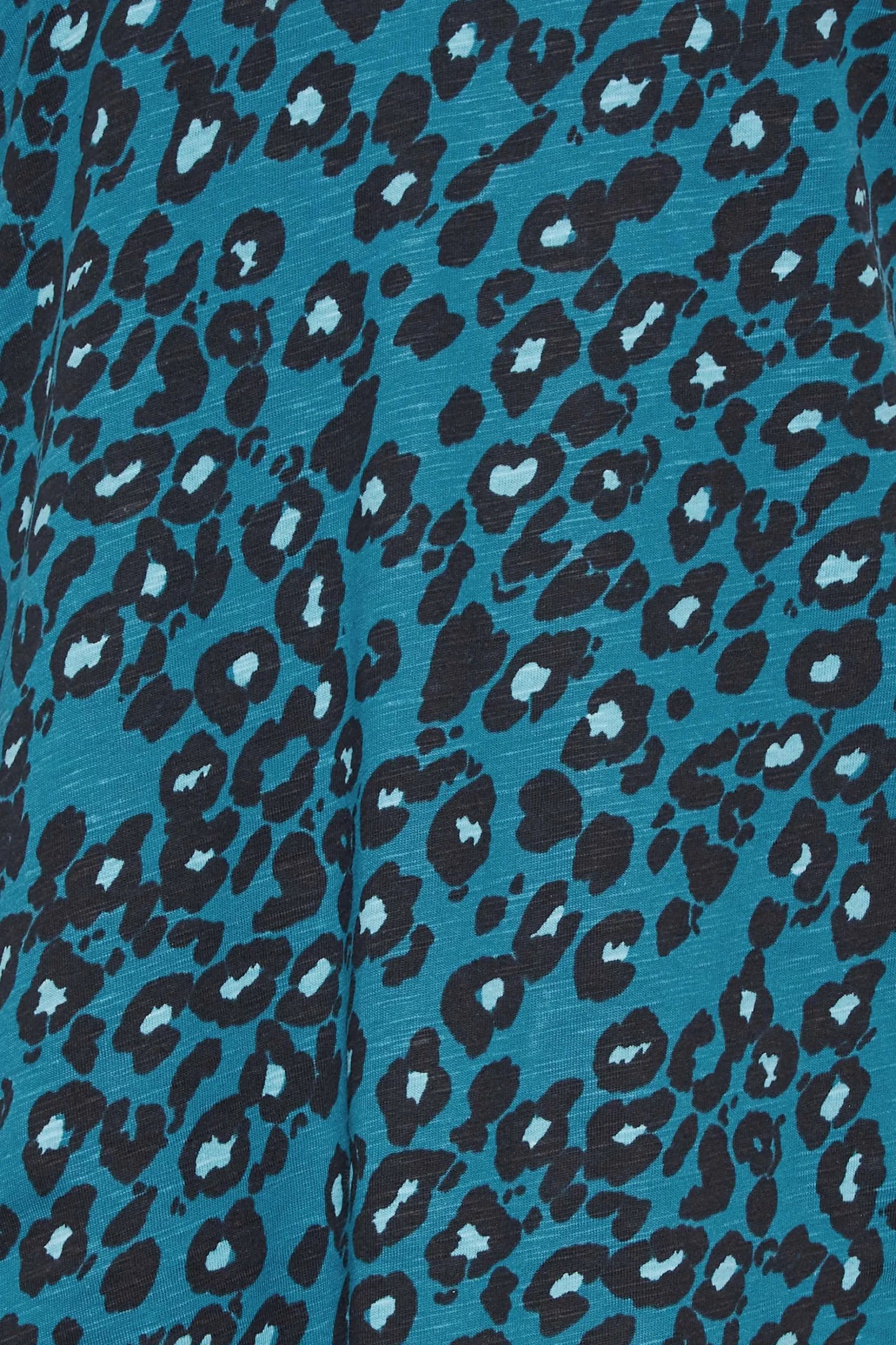 M&Co Womens M&Co Blue Animal Print Notch Neck Cotton T-Shirt