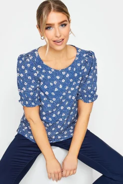 M&Co Womens M&Co Blue Daisy Print Blouse
