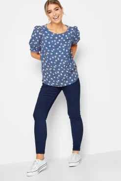 M&Co Womens M&Co Blue Daisy Print Blouse