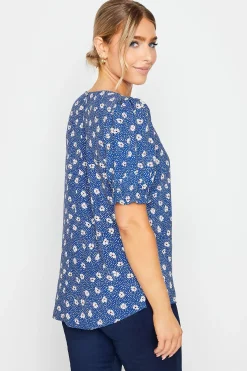 M&Co Womens M&Co Blue Daisy Print Blouse