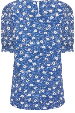 M&Co Womens M&Co Blue Daisy Print Blouse