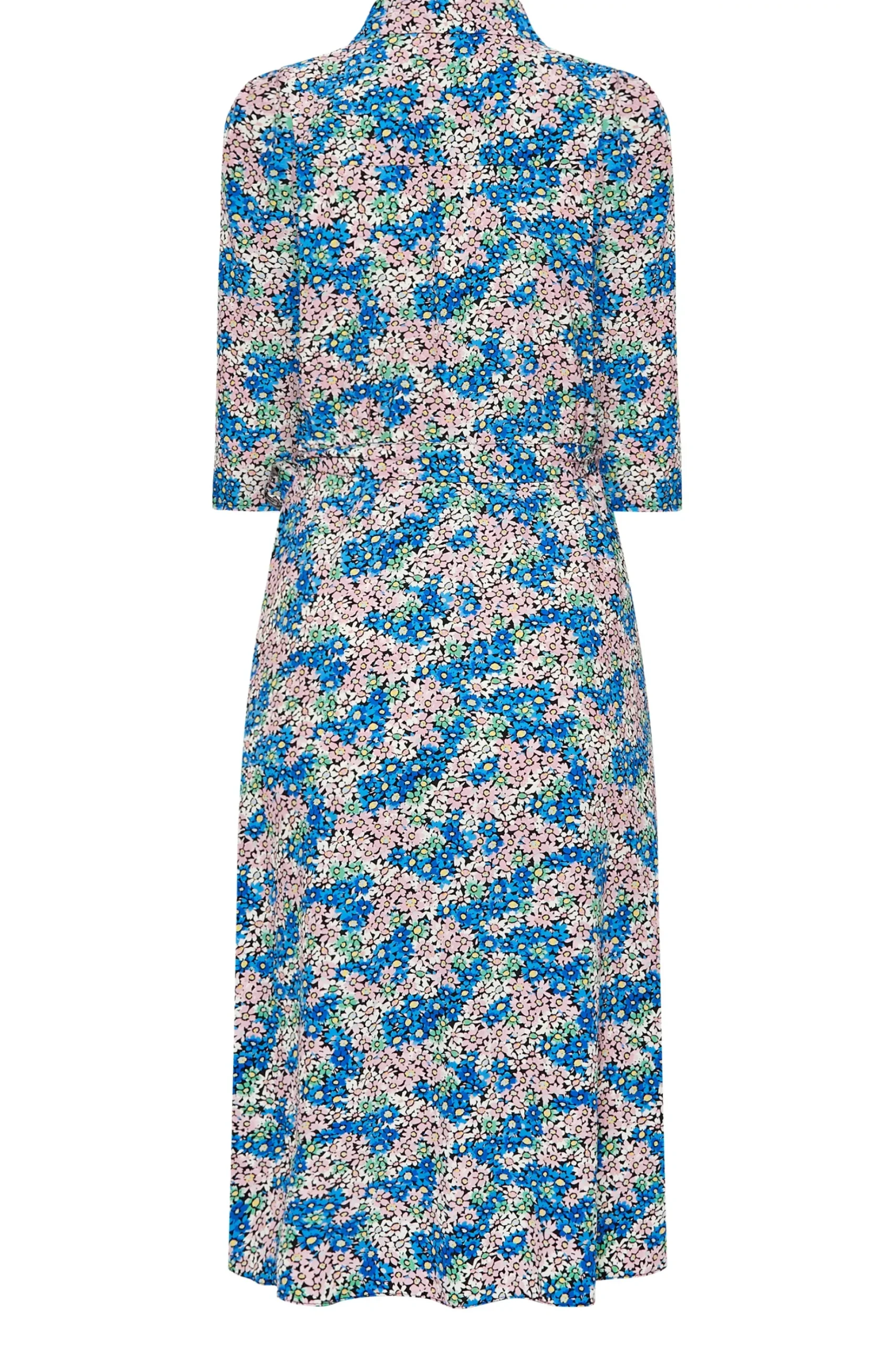 M&Co Womens M&Co Blue Ditsy Floral Tie Belt Dress