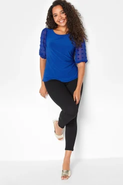 M&Co Womens M&Co Blue Dobby Sleeve Blouse