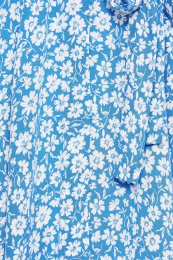 M&Co Womens M&Co Blue Floral Print Maxi Shirt Dress