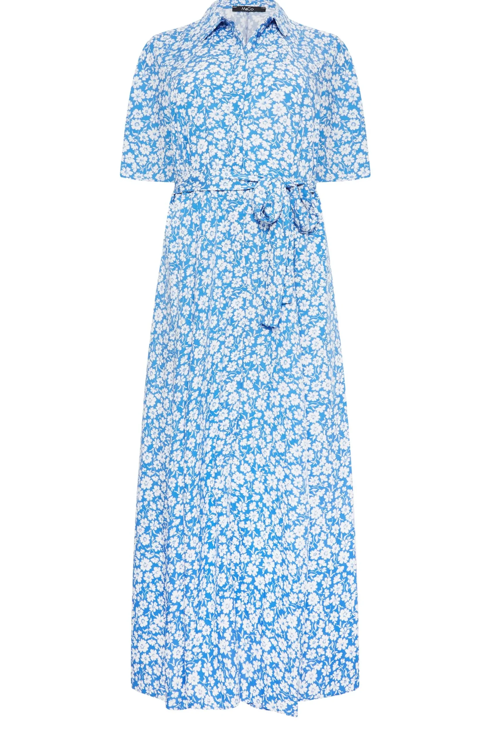 M&Co Womens M&Co Blue Floral Print Maxi Shirt Dress