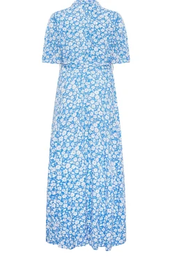 M&Co Womens M&Co Blue Floral Print Maxi Shirt Dress
