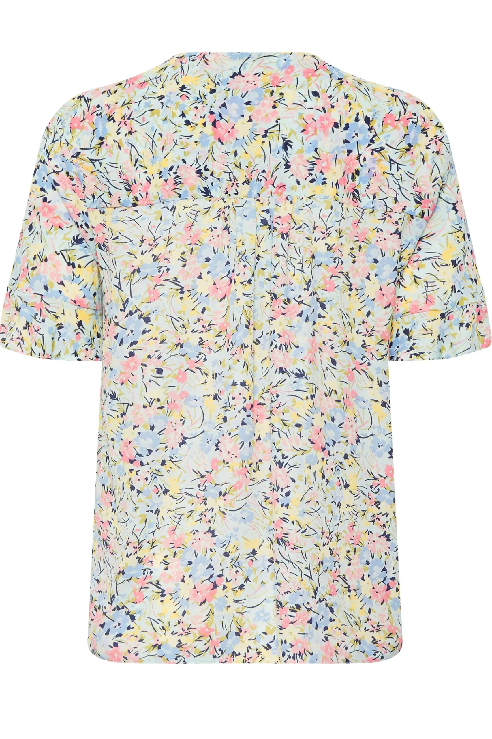 M&Co Womens M&Co Blue Floral Print Frill Sleeve Blouse
