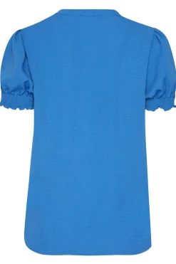 M&Co Womens M&Co Blue Frill Front Blouse