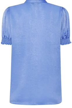 M&Co Womens M&Co Blue Frill Satin Blouse