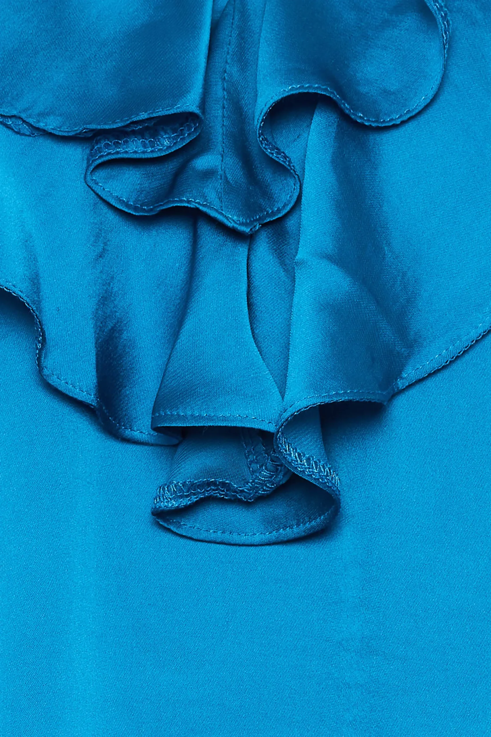 M&Co Womens M&Co Blue Frill Front Satin Blouse