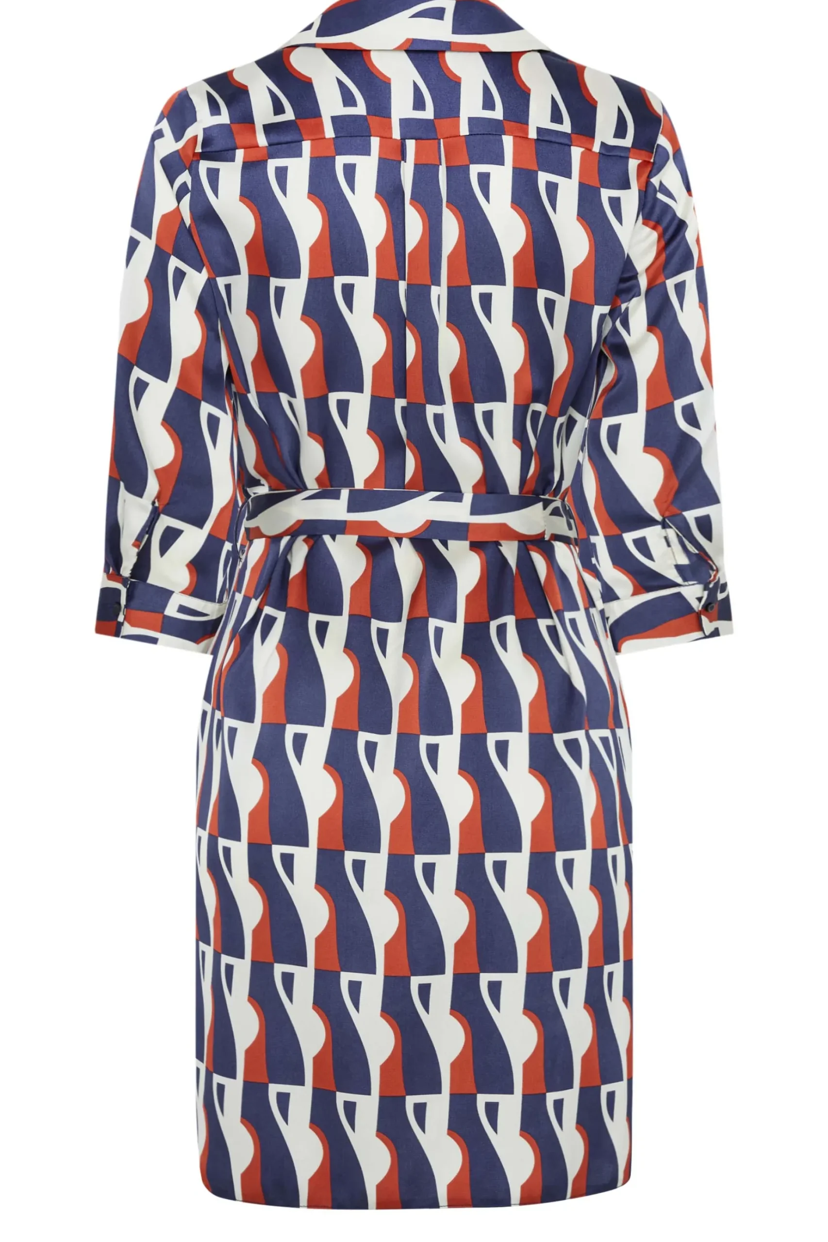 M&Co Womens M&Co Blue Geometric Print Satin Shirt Dress