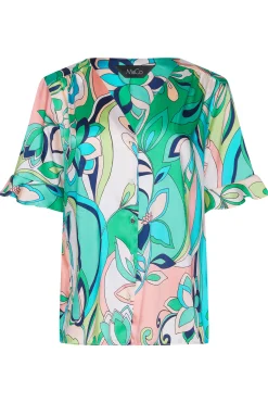 M&Co Womens M&Co Blue Geometric Print Satin Blouse