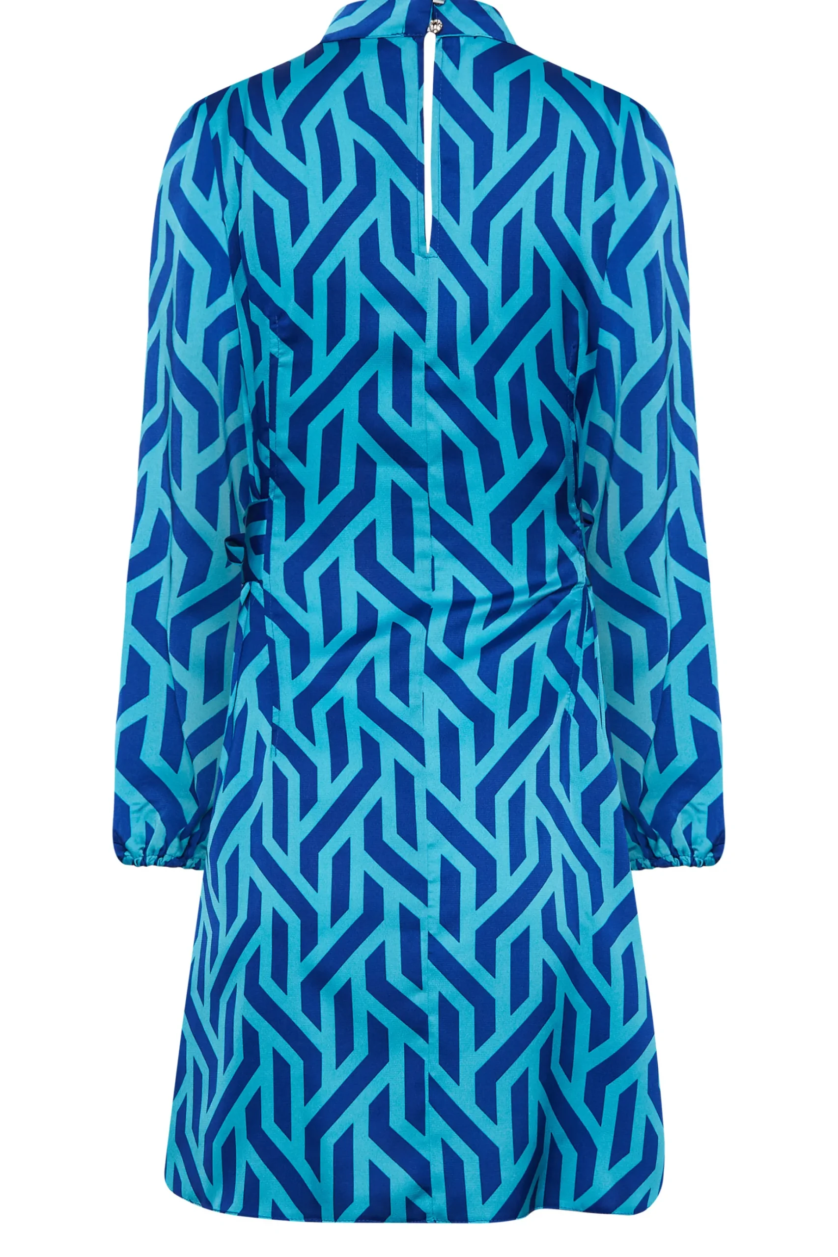 M&Co Womens M&Co Blue Geometric Print Satin Tunic Blouse