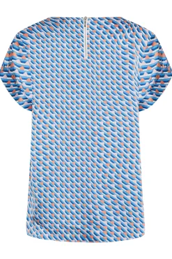 M&Co Womens M&Co Blue Geometric Print Blouse