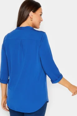 M&Co Womens M&Co Blue Half Placket Blouse