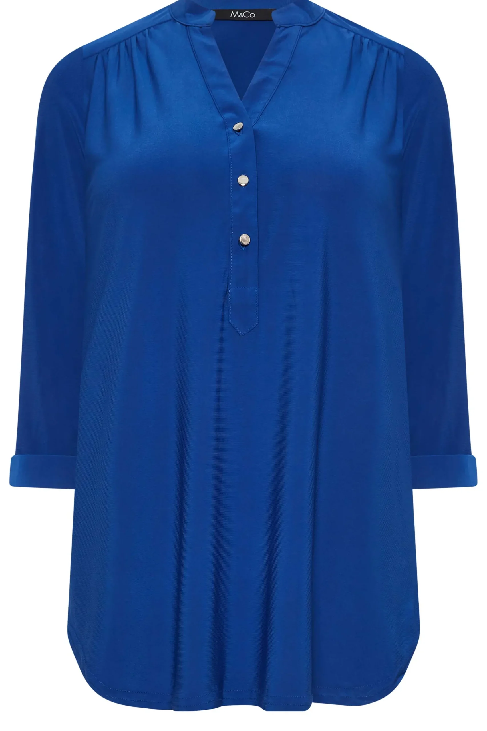 M&Co Womens M&Co Blue Half Placket Jersey Shirt