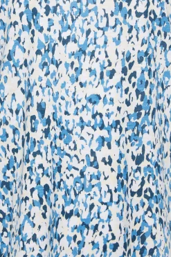 M&Co Womens M&Co Blue Leopard Print Short Sleeve Cotton Blend Top