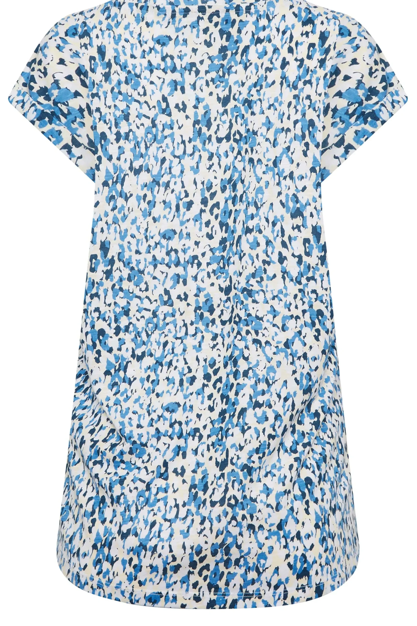 M&Co Womens M&Co Blue Leopard Print Short Sleeve Cotton Blend Top
