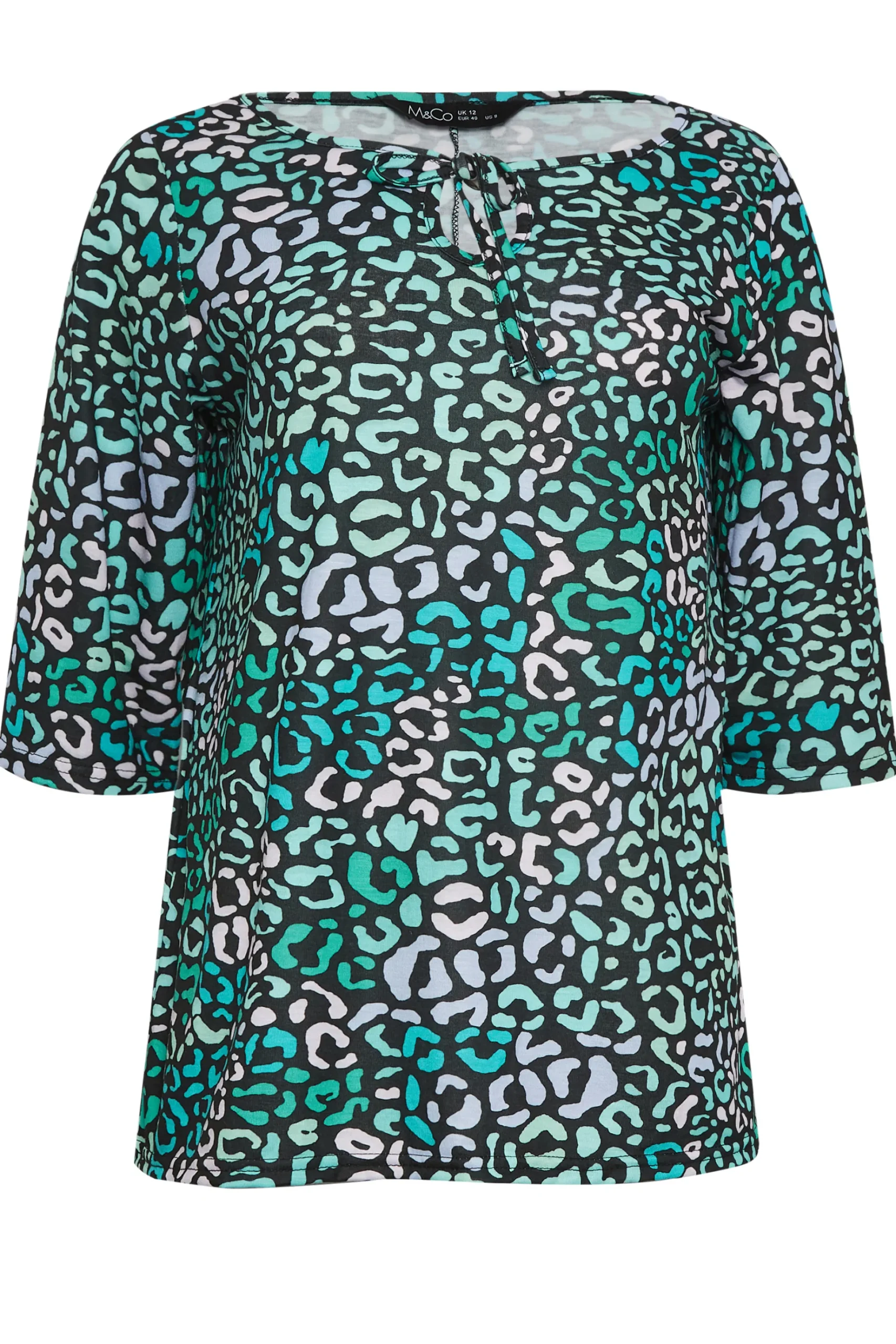 M&Co Womens M&Co Blue Leopard Print Tie Front Top