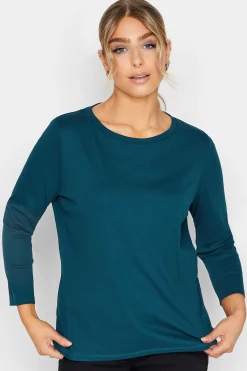 M&Co Womens M&Co Blue Long Sleeve Cotton Blend Top