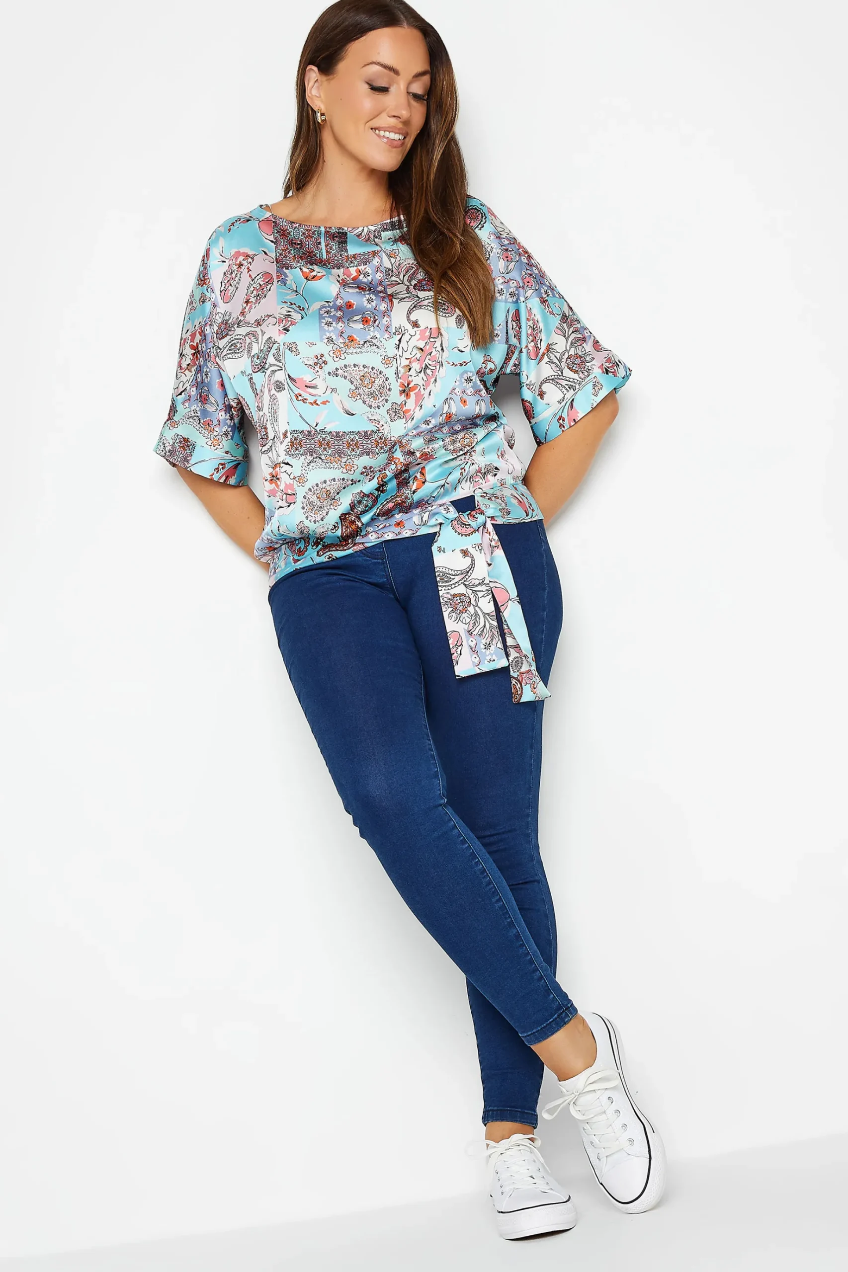 M&Co Womens M&Co Blue Paisley Print Short Sleeve Blouse