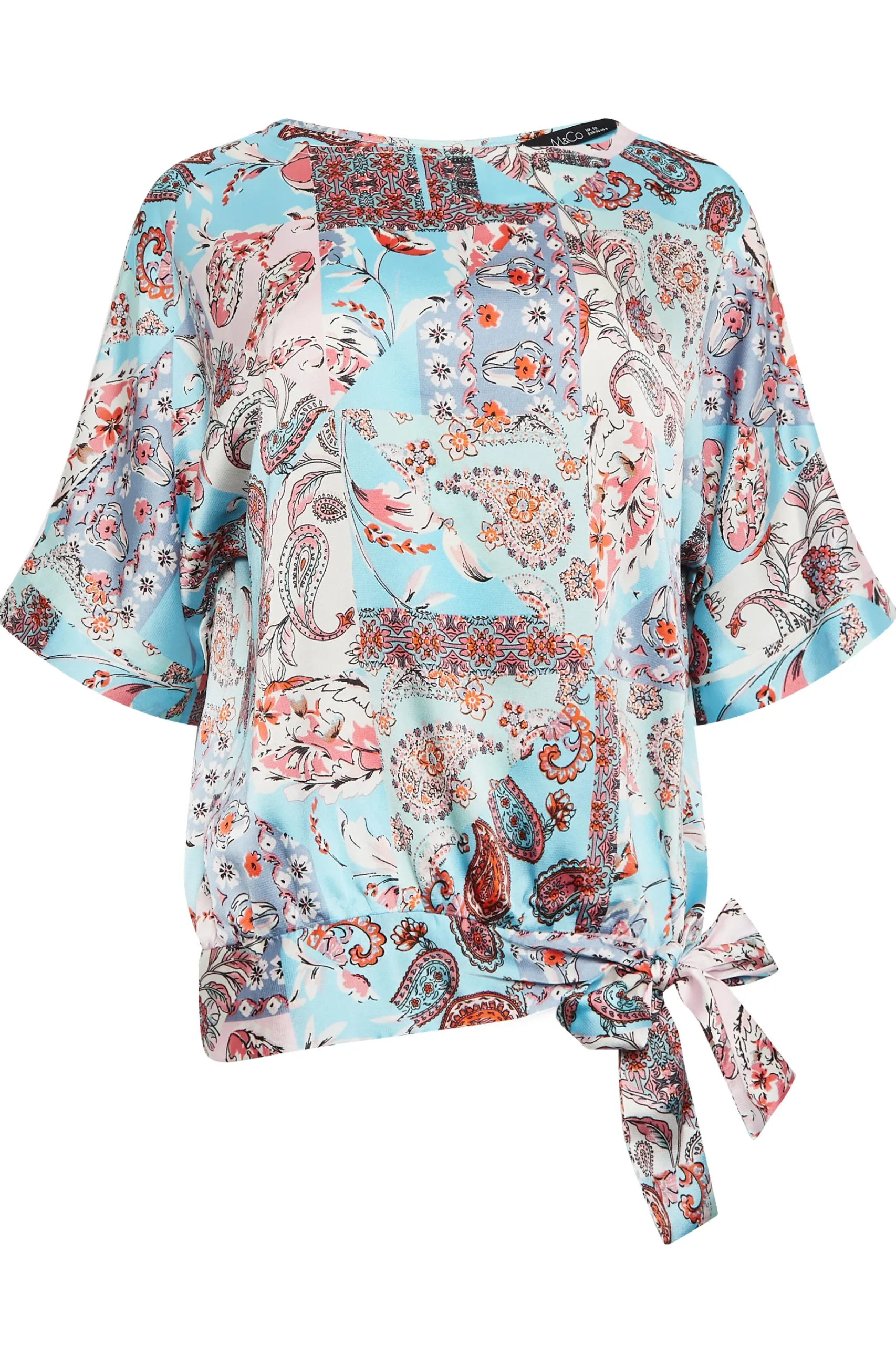 M&Co Womens M&Co Blue Paisley Print Short Sleeve Blouse