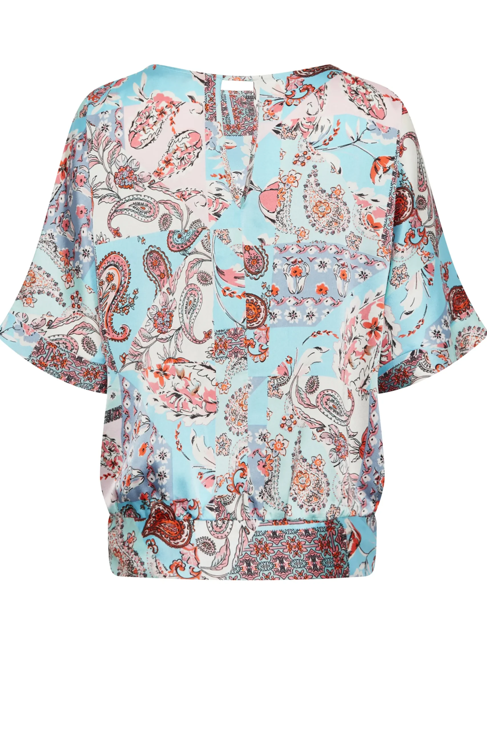 M&Co Womens M&Co Blue Paisley Print Short Sleeve Blouse