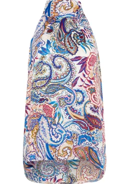 M&Co Womens M&Co Blue Paisley Print Halter Neck Blouse
