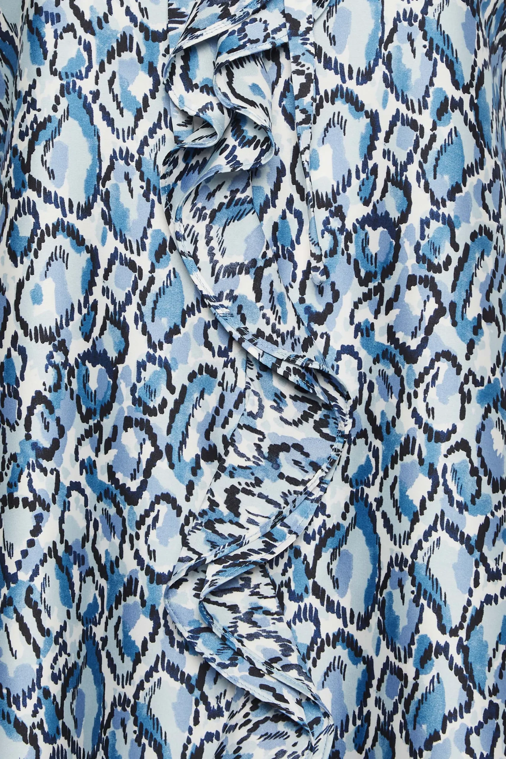 M&Co Womens M&Co Blue Snake Print Tie Neck Blouse