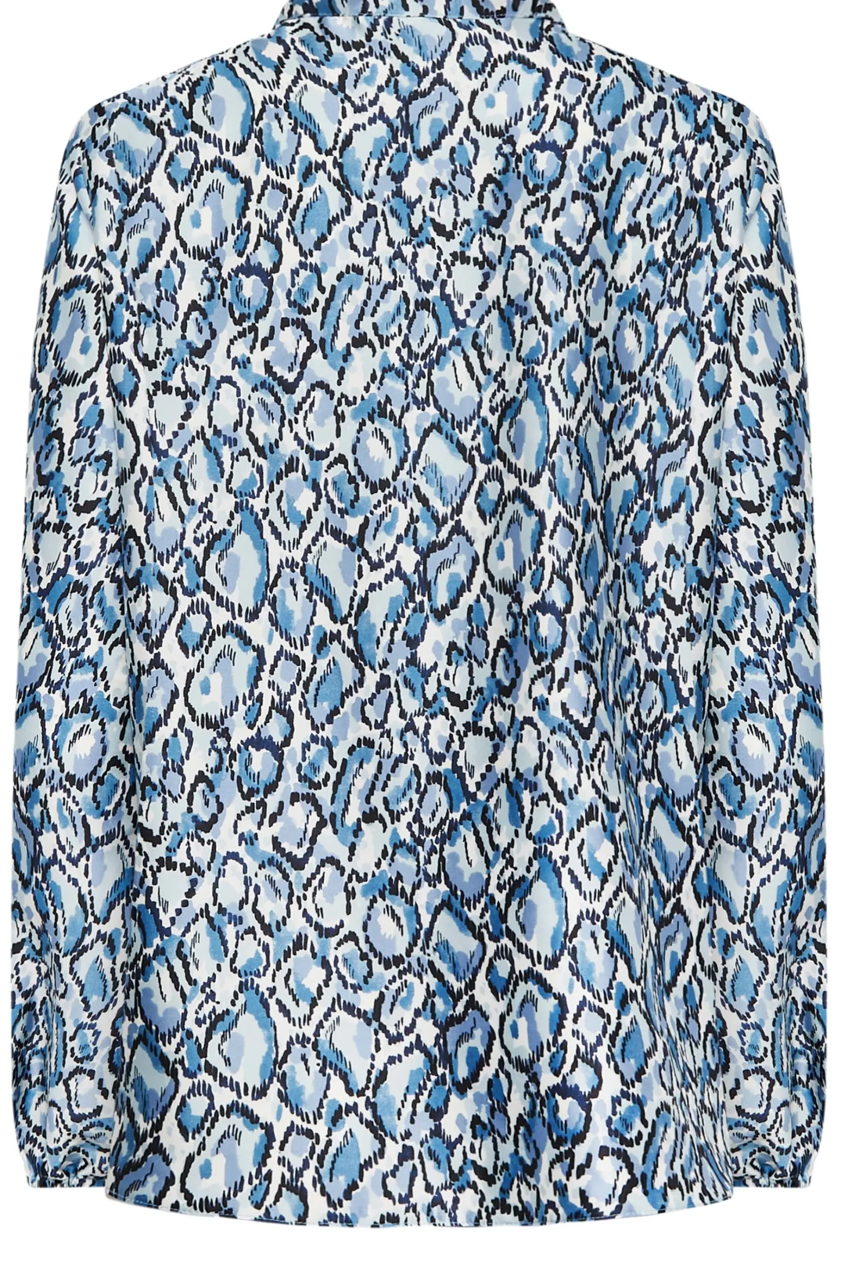 M&Co Womens M&Co Blue Snake Print Tie Neck Blouse