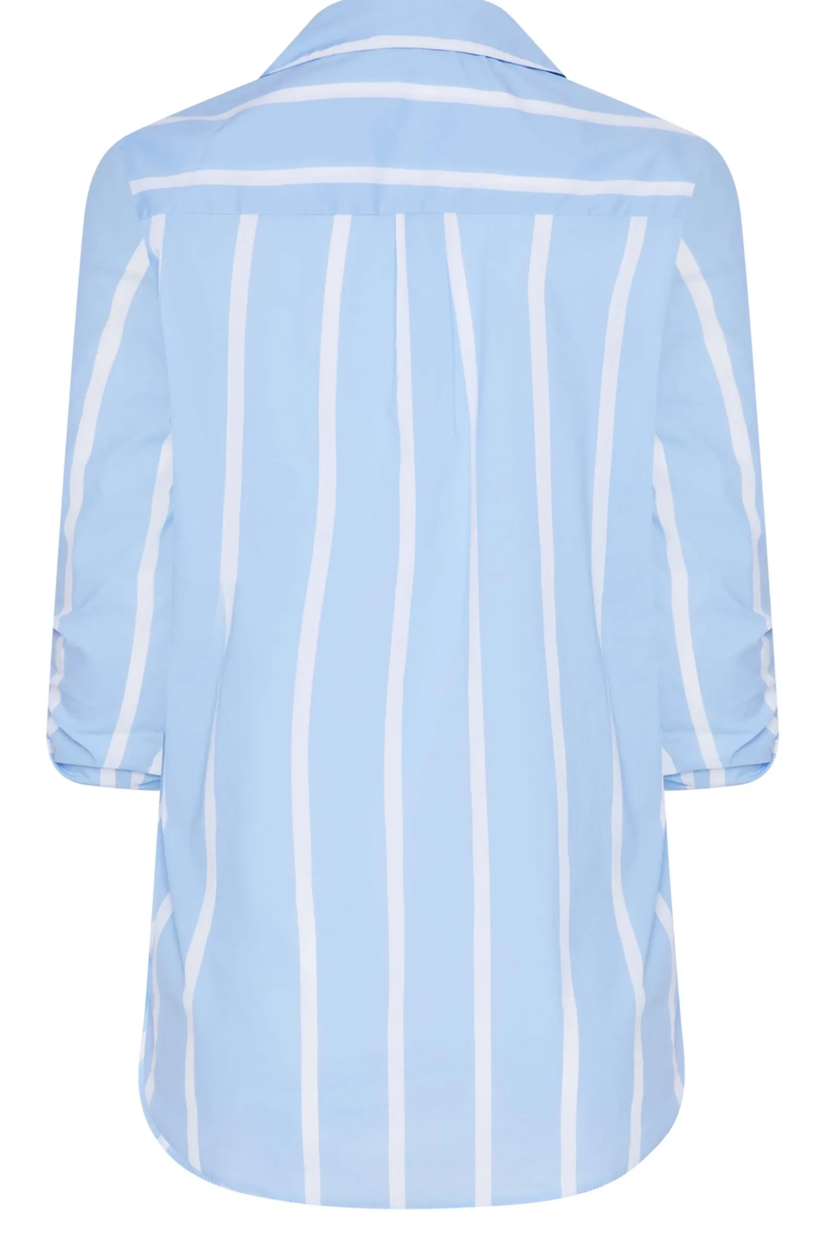 M&Co Womens M&Co Blue Stripe Tab Sleeve Detail Shirt