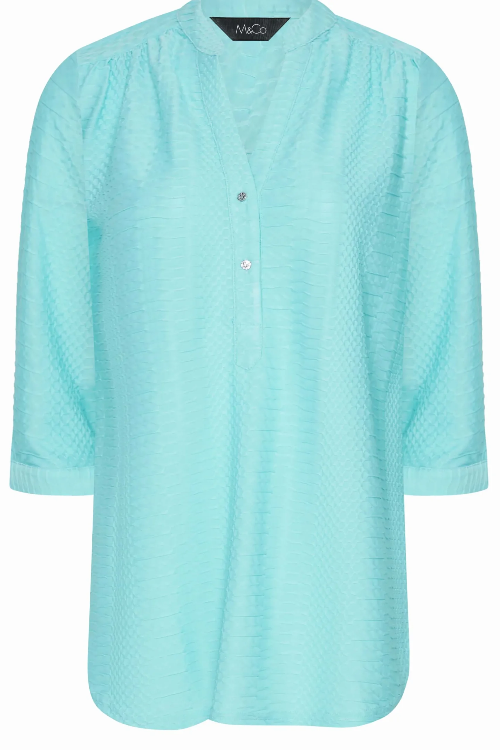 M&Co Womens M&Co Blue Textured Placket Shirt