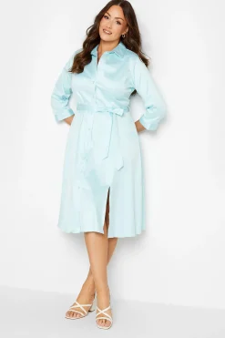 M&Co Womens M&Co Blue Tie Waist Cotton Shirt Dress