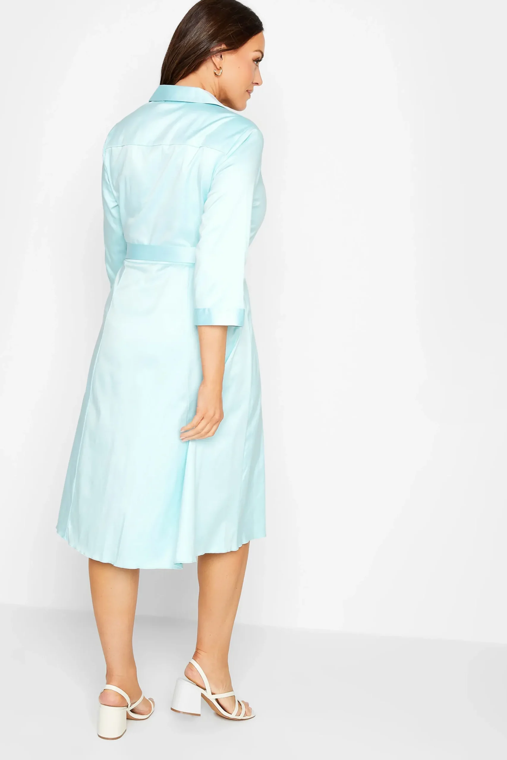 M&Co Womens M&Co Blue Tie Waist Cotton Shirt Dress