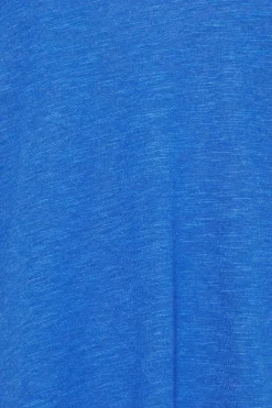 M&Co Womens M&Co Blue V-Neck Long Sleeve Cotton T-Shirt
