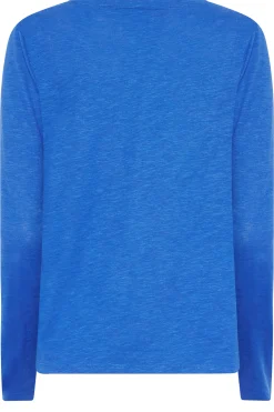 M&Co Womens M&Co Blue V-Neck Long Sleeve Cotton T-Shirt