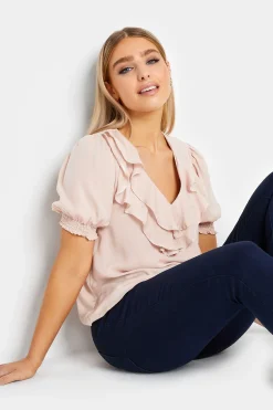 M&Co Womens M&Co Blush Pink Frill Front Blouse