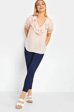 M&Co Womens M&Co Blush Pink Frill Front Blouse