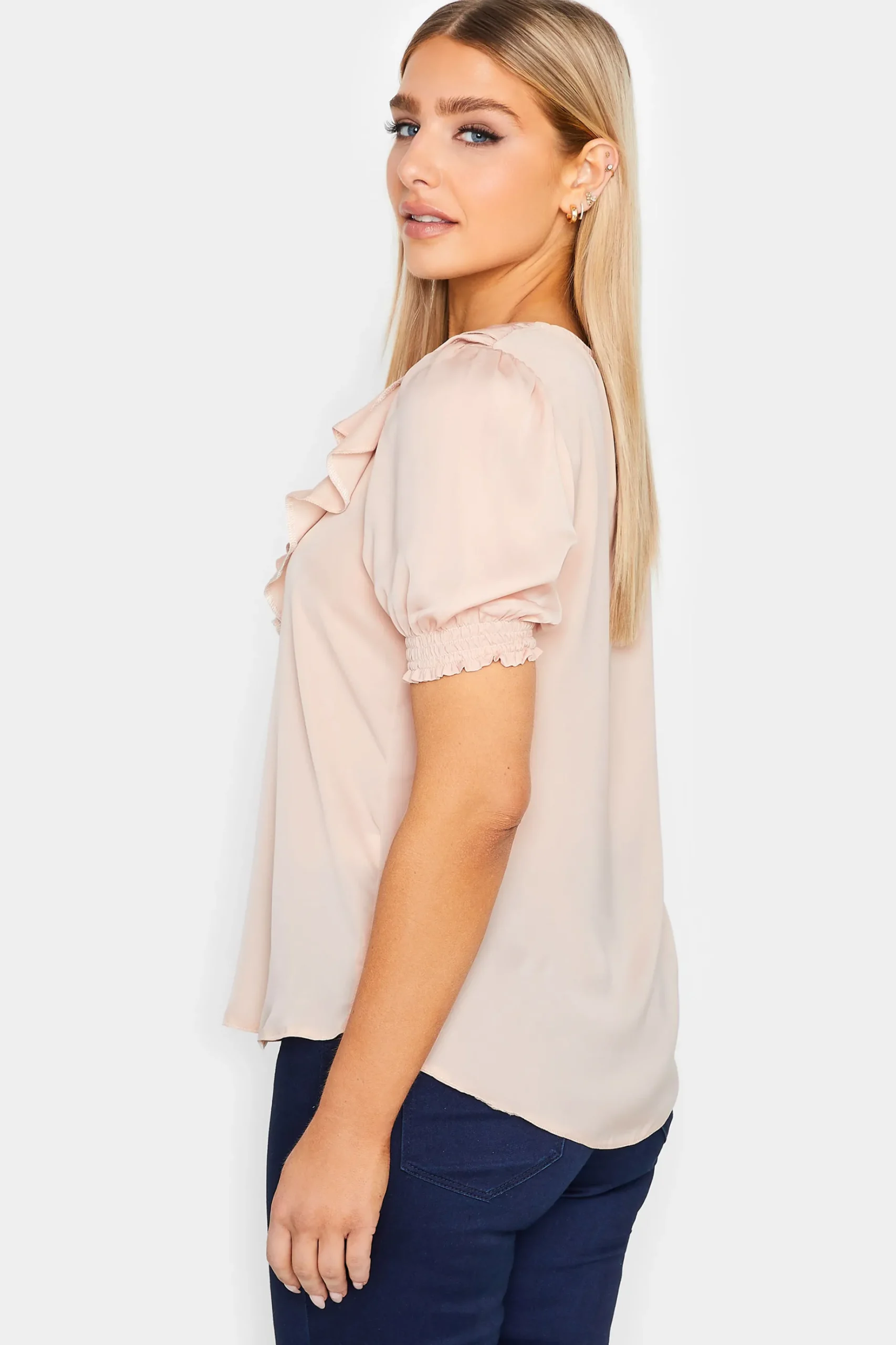 M&Co Womens M&Co Blush Pink Frill Front Blouse