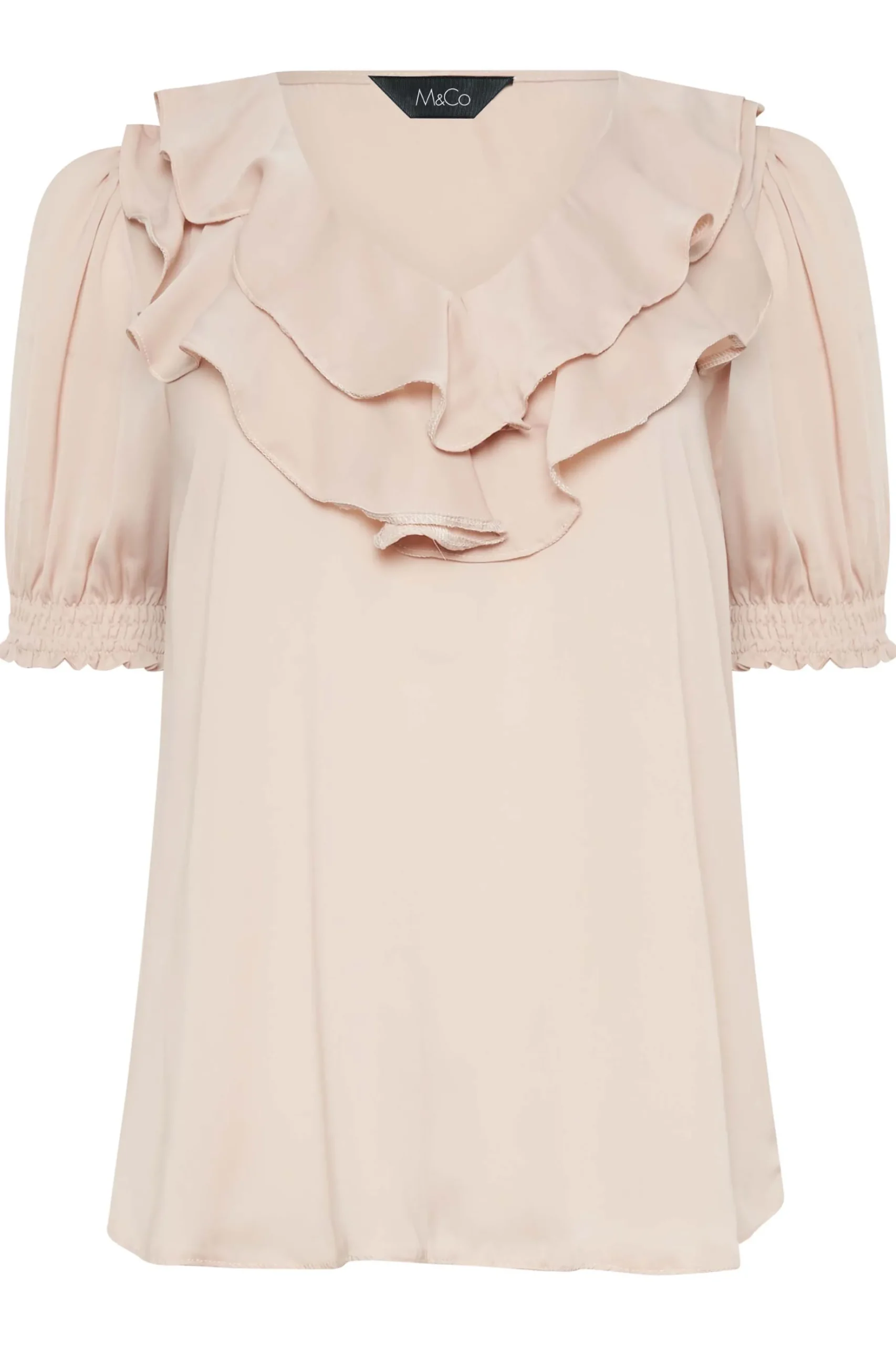 M&Co Womens M&Co Blush Pink Frill Front Blouse