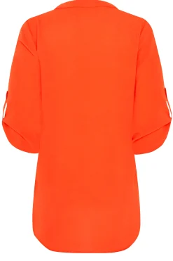 M&Co Womens M&Co Bright Orange Statement Button Tab Sleeve Shirt