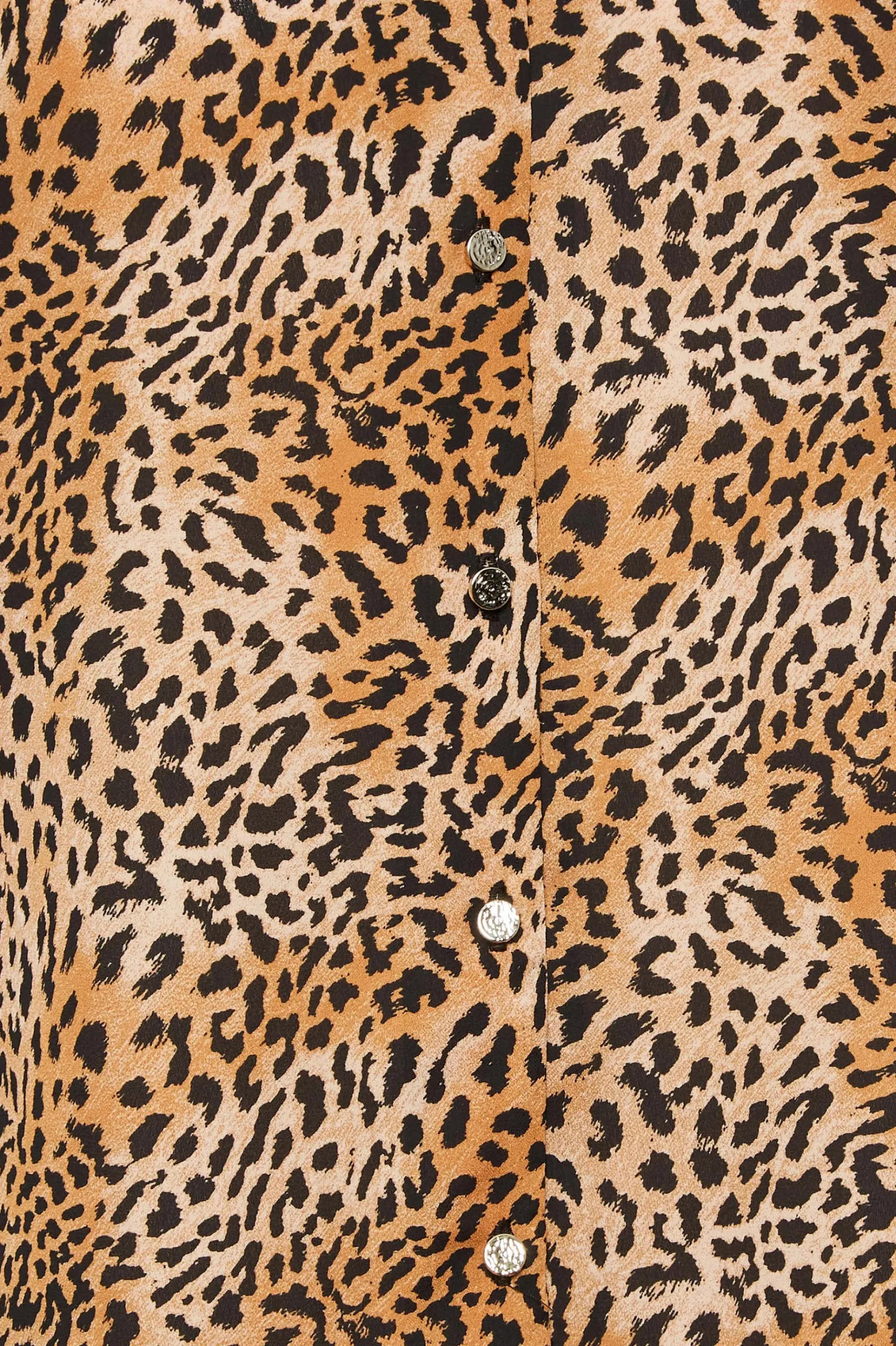 M&Co Womens M&Co Brown Animal Print Frill Sleeve Button Through Blouse