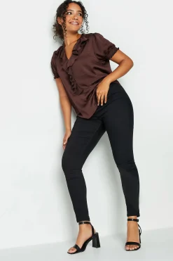 M&Co Womens M&Co Brown Frill Satin Blouse
