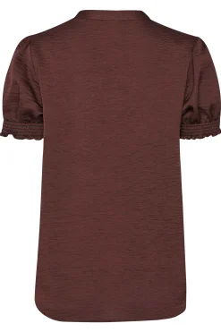 M&Co Womens M&Co Brown Frill Satin Blouse