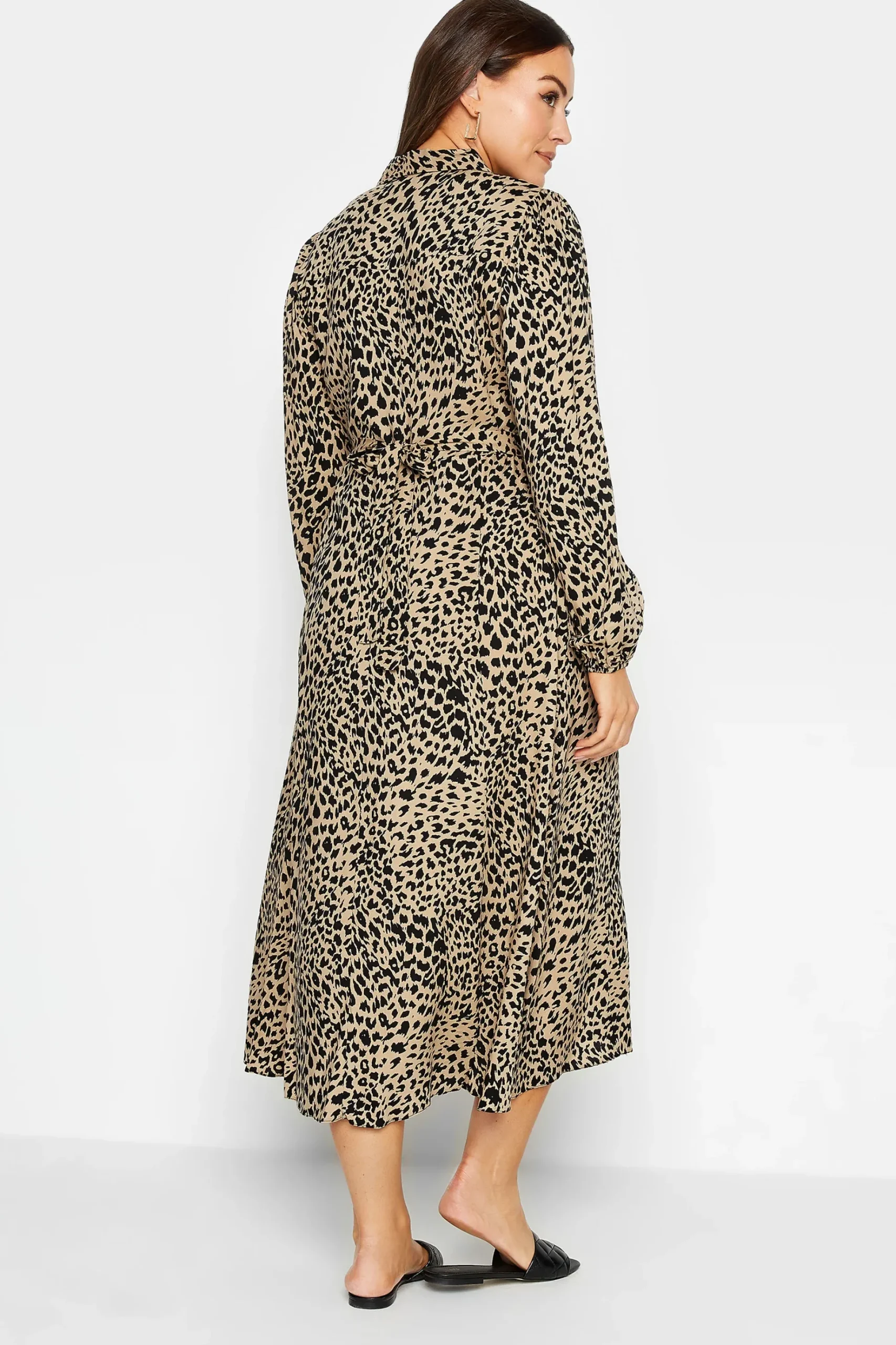 M&Co Womens M&Co Brown Leopard Print Midaxi Shirt Dress