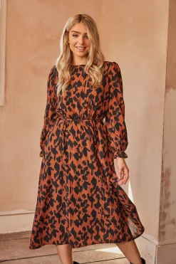 M&Co Womens M&Co Brown Leopard Print Smock Dress