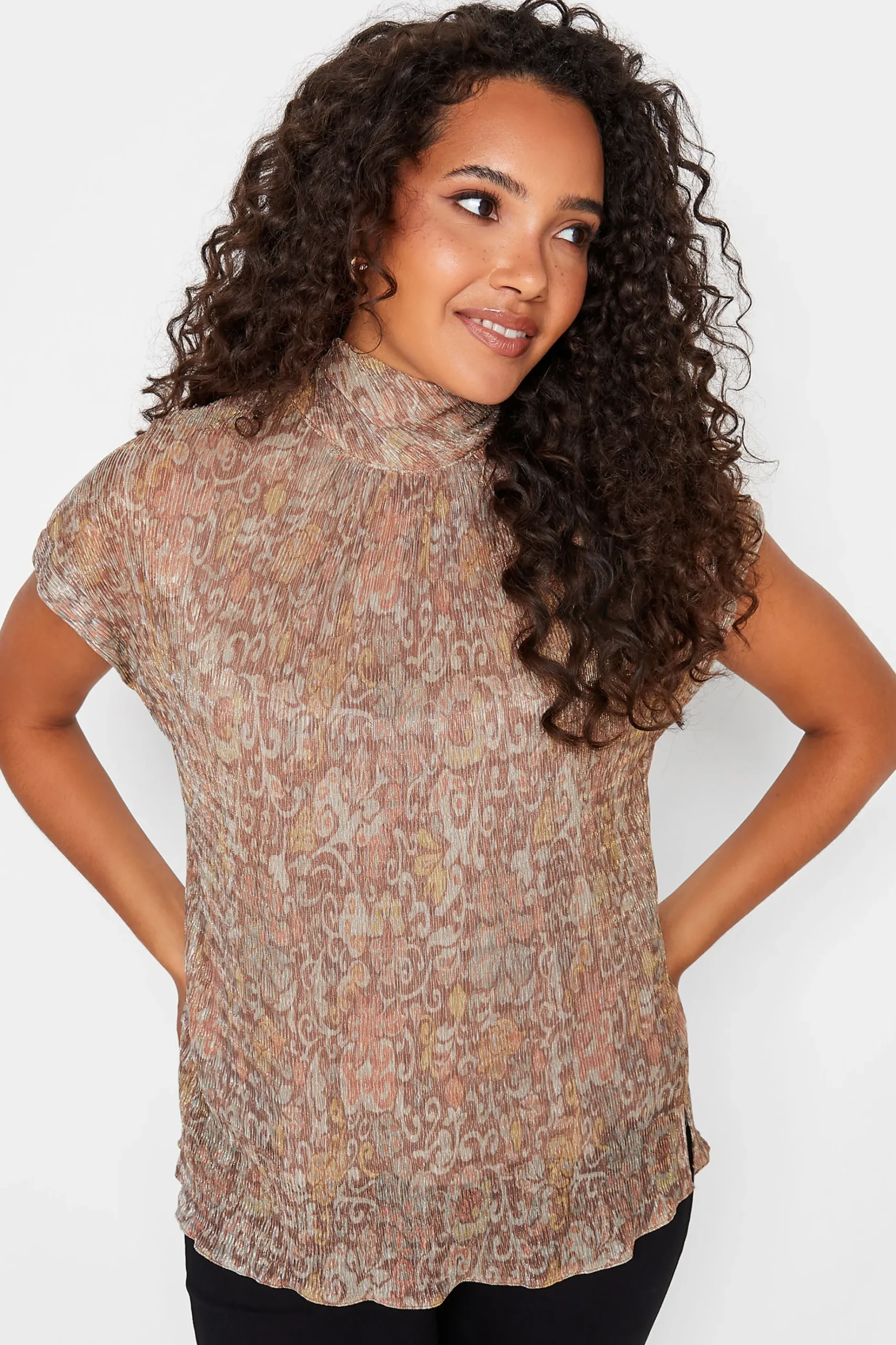 M&Co Womens M&Co Brown Paisley Print Glitter Blouse